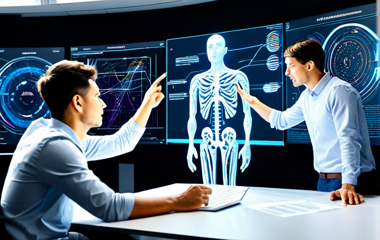 AI의 투명한 알고리즘 개발 - Explainable AI (XAI) Visualization**
"A team of diverse software engineers in a brightly lit, moder...