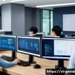 Home 21 AI 기술의 도전과제 - A modern Vietnamese technology office environment focused on data security: diverse Vietnamese IT pr...