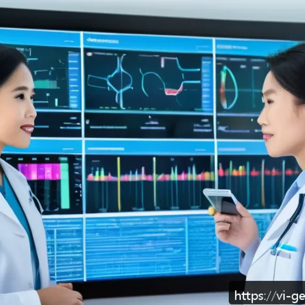 AI 윤리적 가이드라인의 사례 연구 - A modern Vietnamese hospital room with a diverse group of medical professionals—male and female doct...