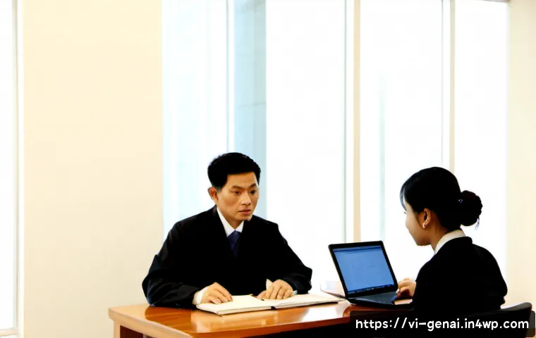 Home 17 AI의 윤리적 쟁점을 다루는 법률 - Photorealistic Vietnamese legal ethics consultation in a modern Hanoi law office, a Vietnamese lawye...